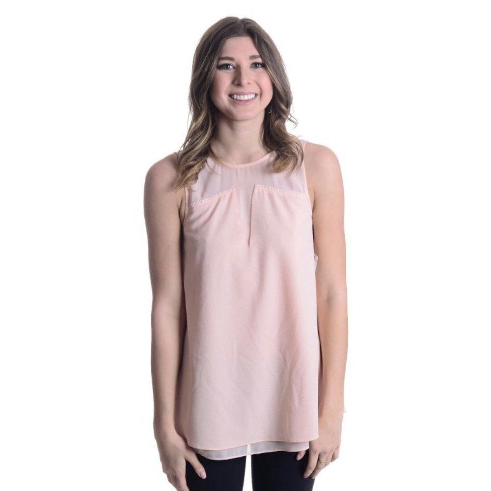 Cooper And Ella Pink Chiffon Sleeveless Top Sz XS
